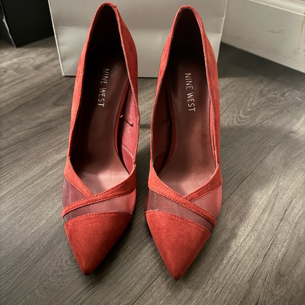 Nine West Red Heels Elegant Suede Pumps
